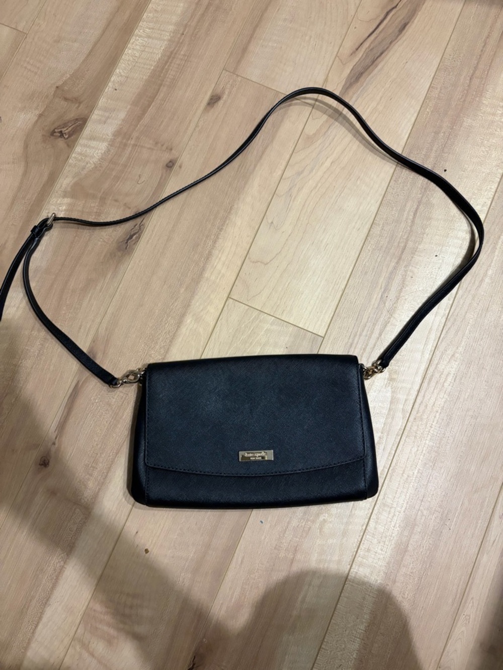 kate spade Black Leather Crossbody Bag with Gold Hardware